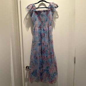 Floral Blue and Pink Maxi Dress